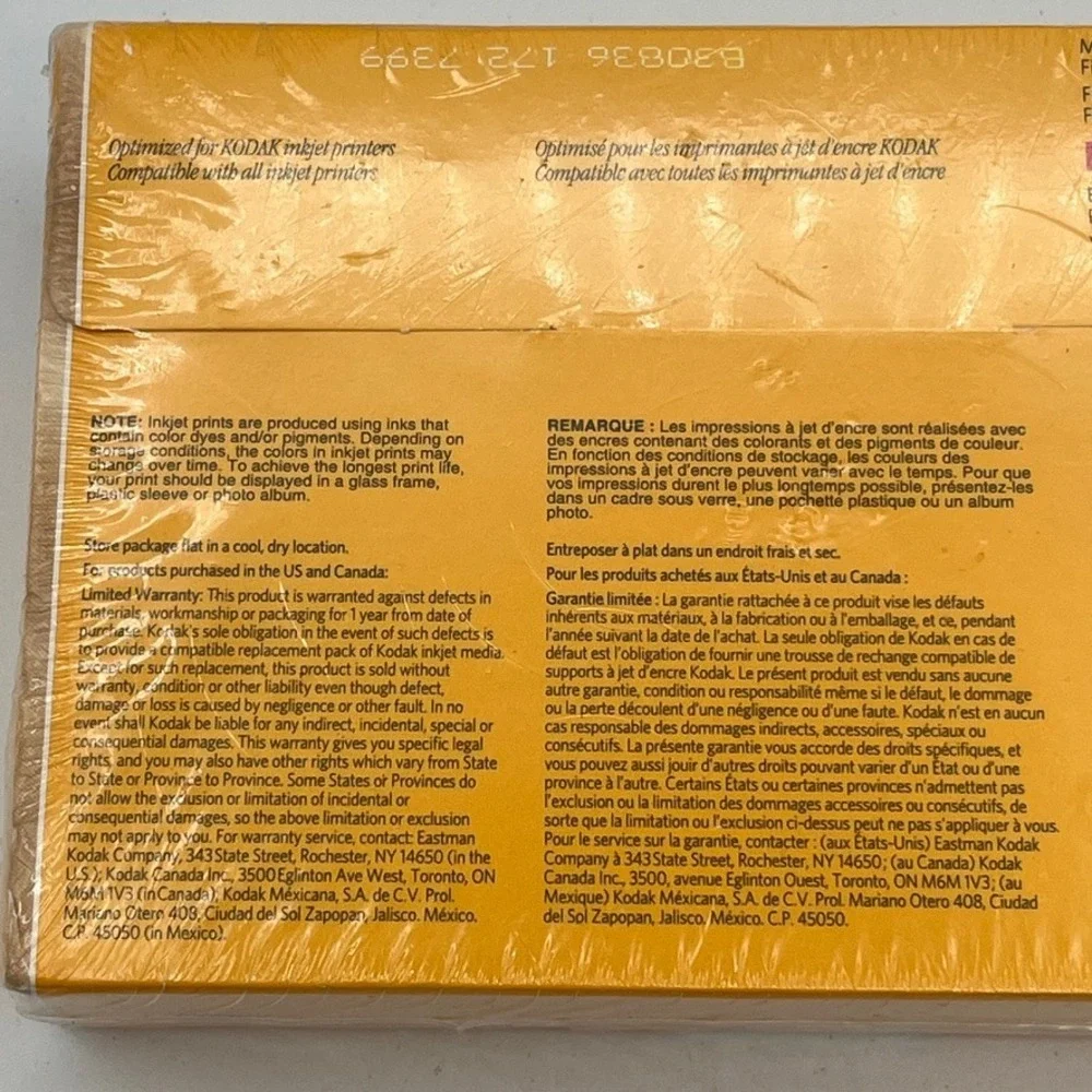 Kodak Photo Paper 4x6 Glossy 180 Sheets Instant Dry New Sealed Photography Photo